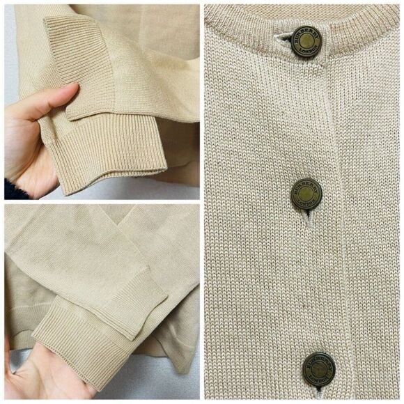 Burberry London Beige Wool Knit Cardigan & Turtleneck Sweater Set - Size 2 - Picture 5 of 8